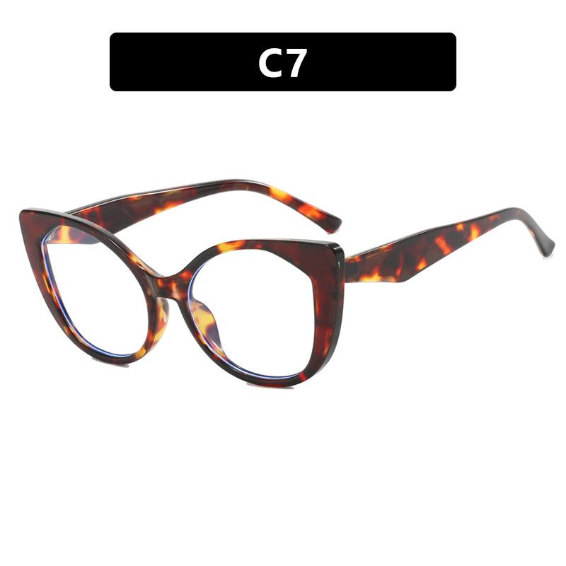 Trendy Cat-eye TR90 Frame Colorful Patchwork Large Size Prescription Short Sight Eyewear 0 -0.5 -1 -1.25 -1.5 -1.75 -2.0 To -6