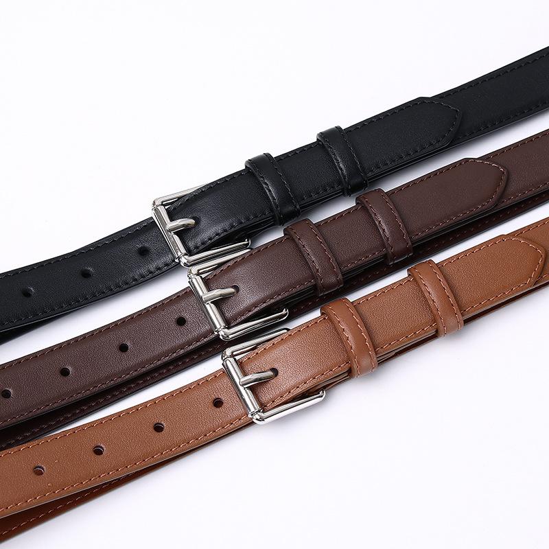 Japan And Korea Sweet Lady Style Leather Belt Women'S First Layer Cowhide Jeans Decorative Belt Pin Buckle Versatile Belt