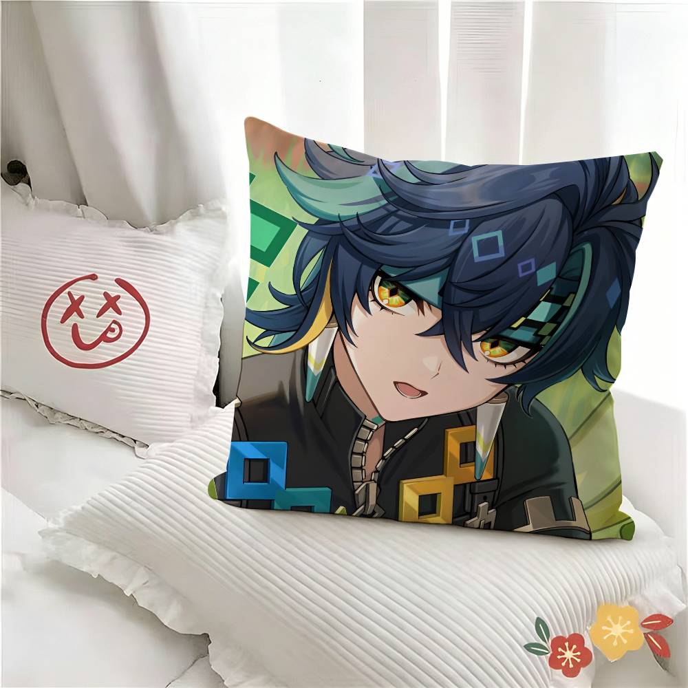 Kinich Chibi Cute Cool Art Genshin Impact Game Pillow Case Fashion Square Pillowcase Bedroom Sofa Room Ins Decoration Leisure