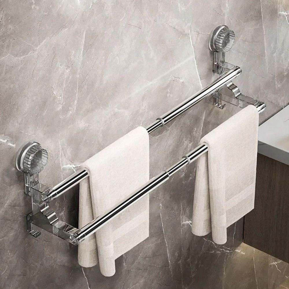 1Pcs 36-120cm Self-adhesive Storage Rack Suction Cup Kitchen Bathroom Shelf Wall Towel Rack