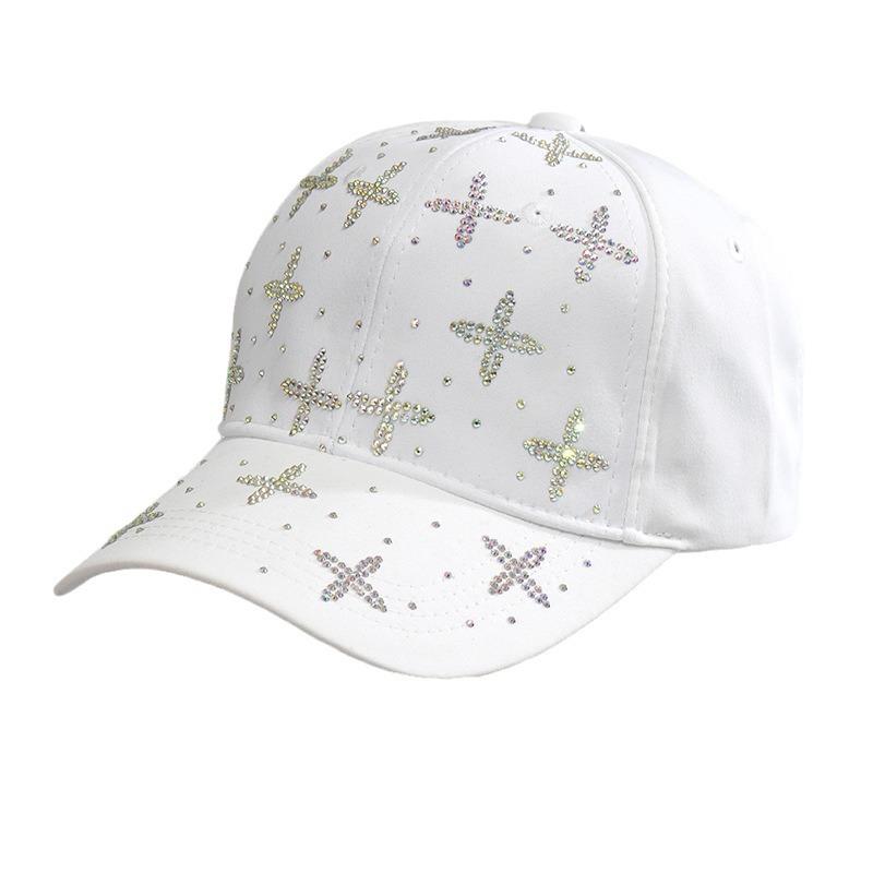 Spring and summer hats Women's baseball caps Street versatile trendy visors Diamond rhinestones Fashion casual caps Summer