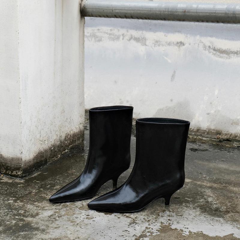 

Настоящая мягкая кожа кошка и европейский и американский темперамент модные ботинки женские новые широкая версия большой обхват голенища тонкие ботинки средней длины 42