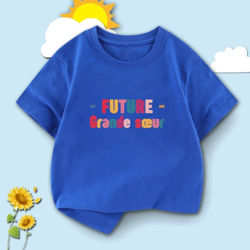 

Future Grande Seur Детская одежда с красочным принтом букв, Летние топы с коротким рукавом и круглым вырезом, Повседневная свободная футболка для девочек 150cm синий