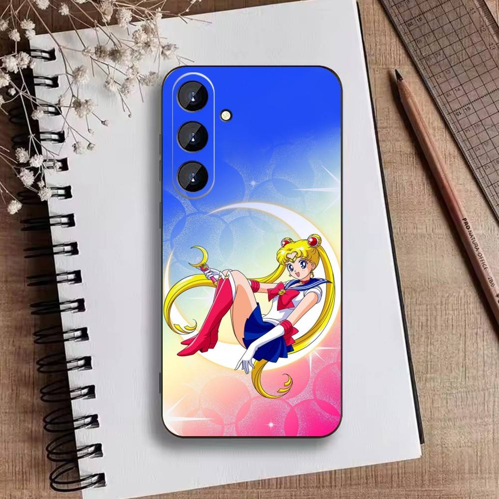 Cartoon E-Sailor M-Moons Phone Case For Samsung Galaxy A73,21,22,32,71,53,52,51,80,5G Soft Black Cover