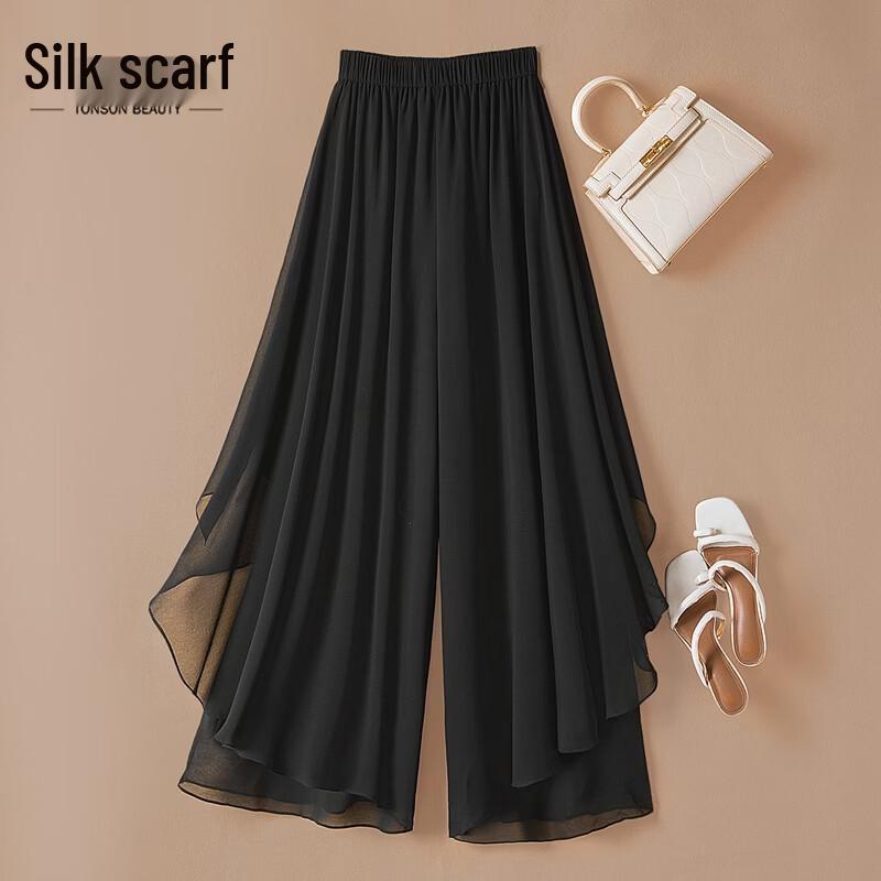Women s Elastic Waist Wide-Leg Casual Pants M