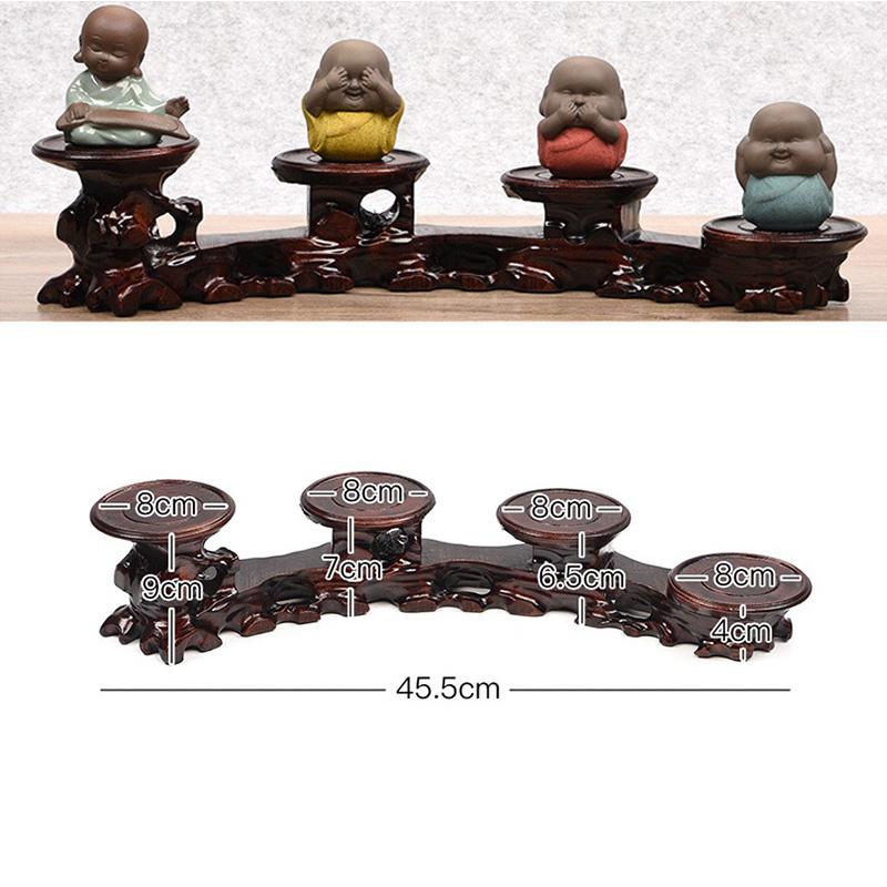 Retro Wooden Tea Table Teapot Cup Base Vase Decor Display Stand Bonsai Statues Stone Pedestal Display Wooden Base Serving Tray