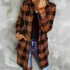 Fall Winter Vintage Plaid Long Sleeve Lapel Women's Loose Casual Shirt Jacket, Leisure Outerwear