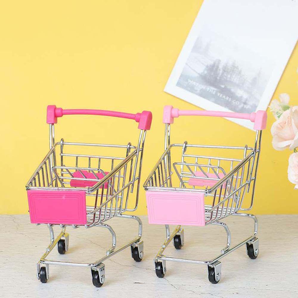 Supermarket Handcart Trolley Dollhouse Furniture Supermarket Shopping Basket Dollhouse Accessories