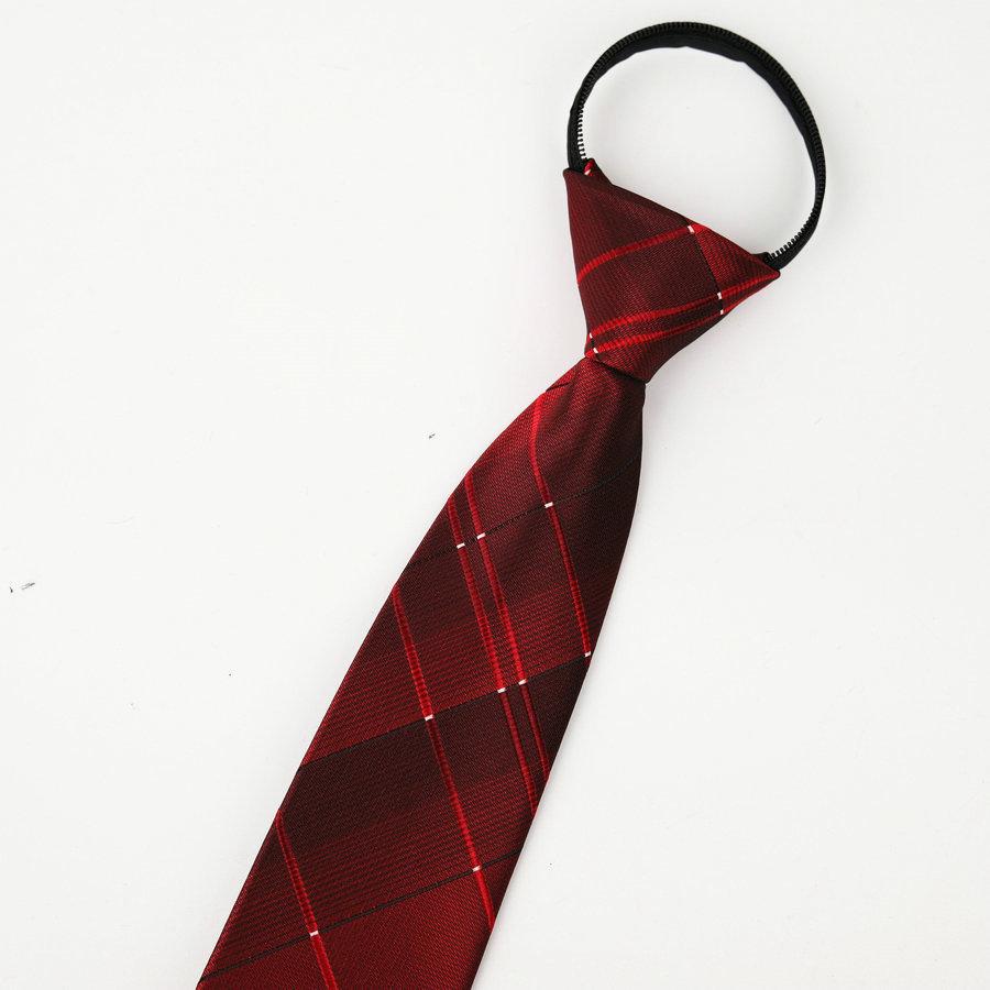 Men's No-Iron Zipper Striped Formal Tie with Logo, 8cm