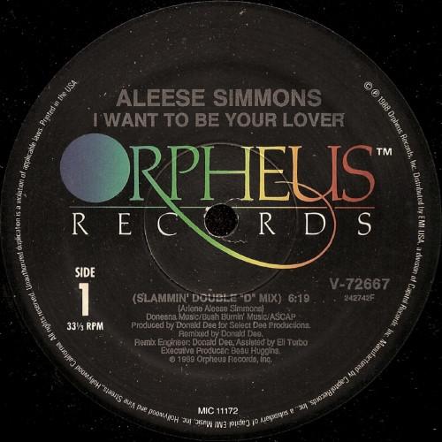 

LP Record ALEESE SIMMONS I Want To Be Your Lover V72667 Orpheus Records 1989 Japan Dance Electronica Used