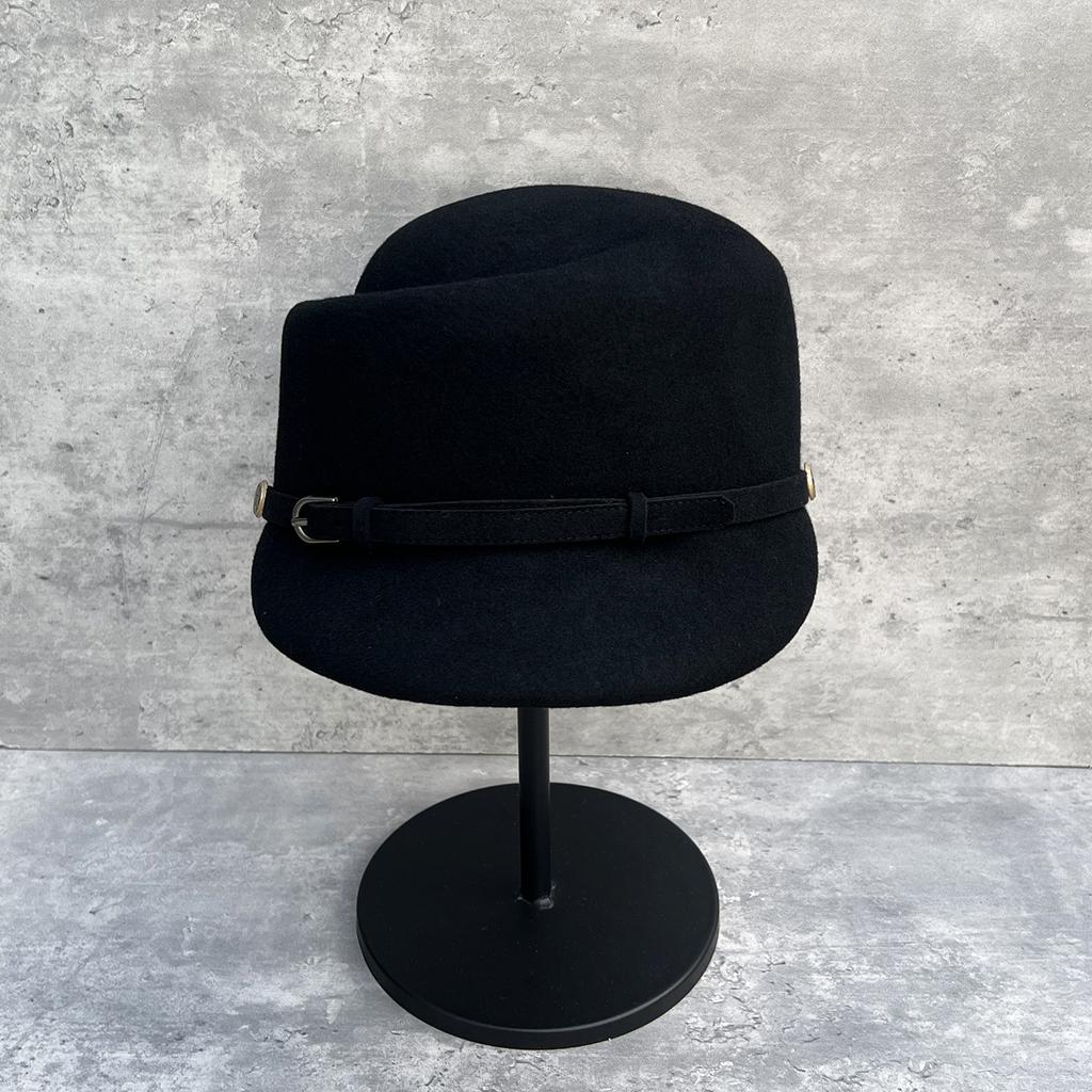 Styling Indentation Metal Buckle Foreign Style Equestrian Hat Women's Autumn and Winter Wool Knight Hat Elegant Fashion Gift Hat