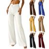 Women's High Waist Wide Leg Pants Flowy Casual Dress Trousers with Button for Spring Fall