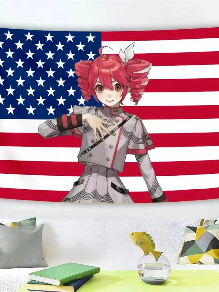 KKasane Teto Růžová Americké Vlajky Závěsná Tapeta Kawaii Gobelín Čelo Postele Estetika Dekorace Místnosti Roztomilé Narozeninové Dárky