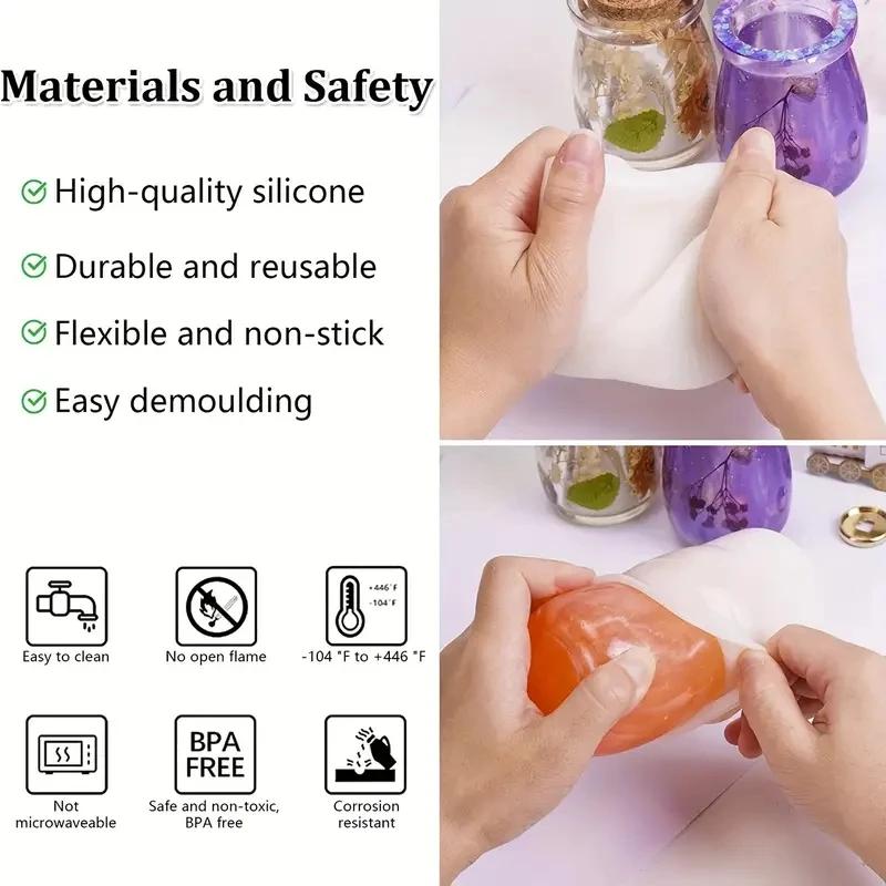 1Pcs Crystal Resin Drop Glue Jar Bottle Silicone Mold, DlY Wishing Bottle Storage Jar Making Silicone Mold for Handmade Craft