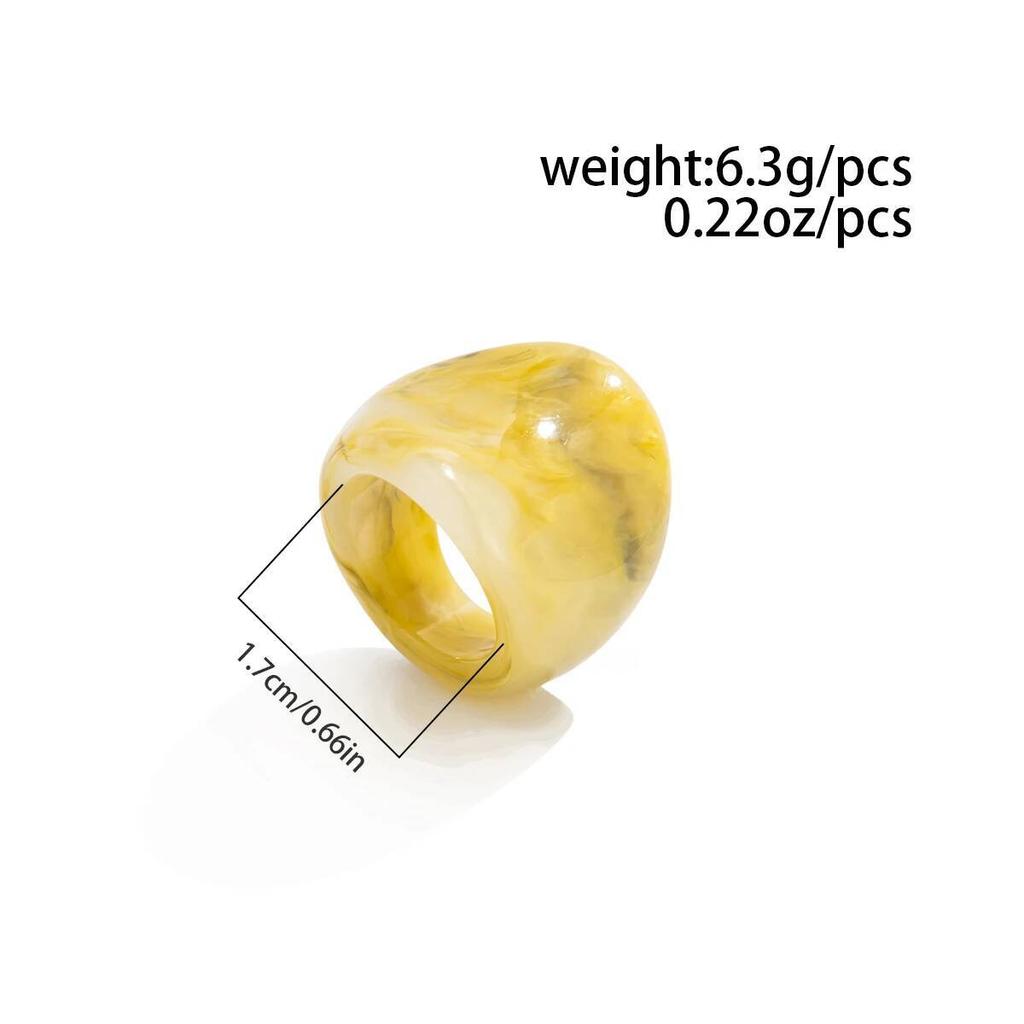 IngeSight.Z Vintage Irregular Smooth Resin Acrylic Rings for Women New Trend Boho Geometric Finger Rings Aesthetic Party Jewelry