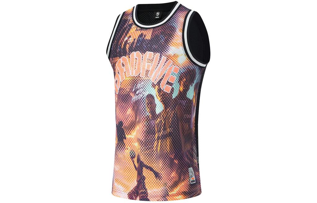 Li Ning Basketball Collection Basketball Jersey Men's Multicolor Photo Print On Black AAYU103-3