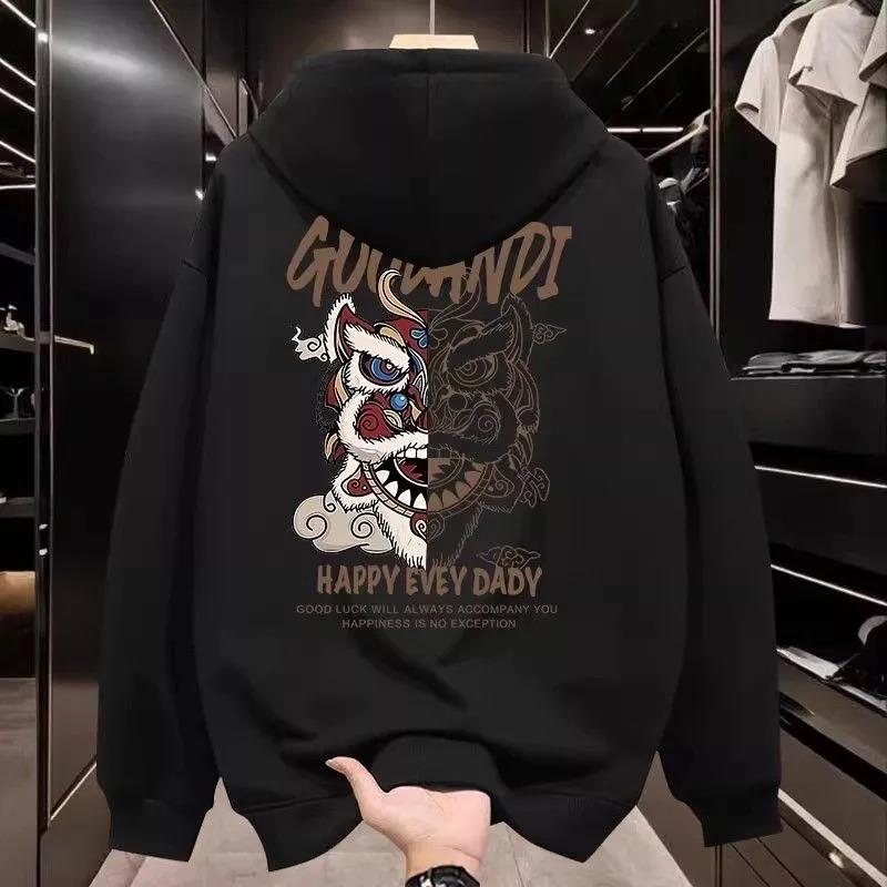 Trendy Brand Hooded Sweatshirt Men 2025 New Autumn Loose Chinese Style Hooded Hoodie Top Coat