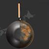 34cm Cast Iron Non-stick Wok with Wooden Lid