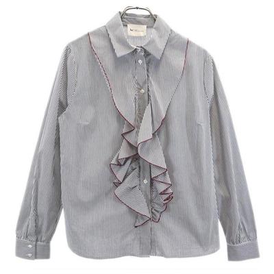 Seja Blumarine listrado Camisa de manga comprida USA8 Marinho sistema Mulher Usado