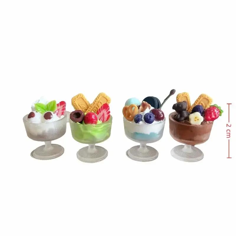 1 Piece Miniature Dollhouse Fruit Biscuit Food Ice Cream Cup Model Toy For Doll Accessories Diy Decoration Kids Gift