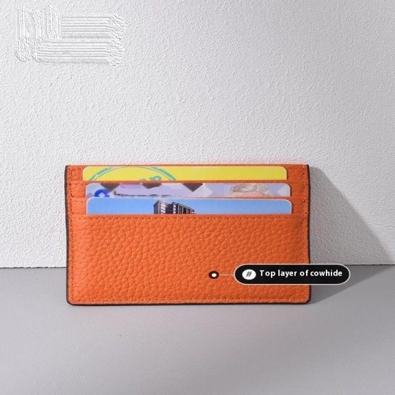 Ultra-Thin Genuine Leather Business Card Holder Compact Wallet Simple Design Top Layer Cowhide Single-Piece Card Sleeve High-End