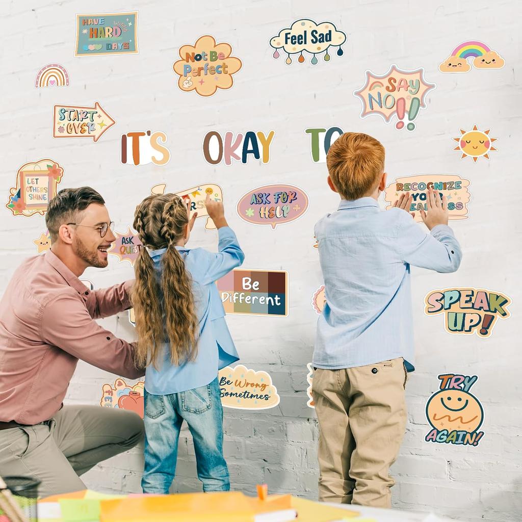 Yewfold Boho Mental Health Bulletin Board Decorations Set, It's Okay To Therapy Office Decor, Affirmation Station Classroom Decor for Teachers School