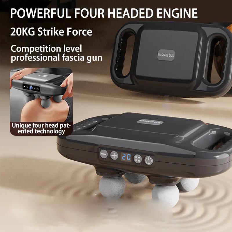 Four-head Fascia Gun Muscle Relaxation Massage Professional Grade Wireless Waist Back Deep High Frequency Vibration Masajeador