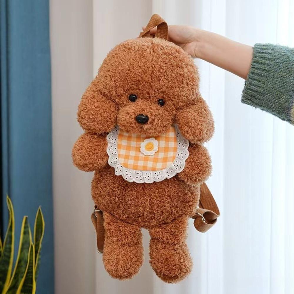 New Plush Teddy Dog Backpacks Kawaii Brown Khaki Student Schoolbags Cute Animals Poodle Shape Shoulders Bag Girls Fashion
