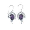 Amethyst Gemstone 925 Sterling Silver Jewelry Handcrafted Dangle Earrings 1.73" CE-5-2