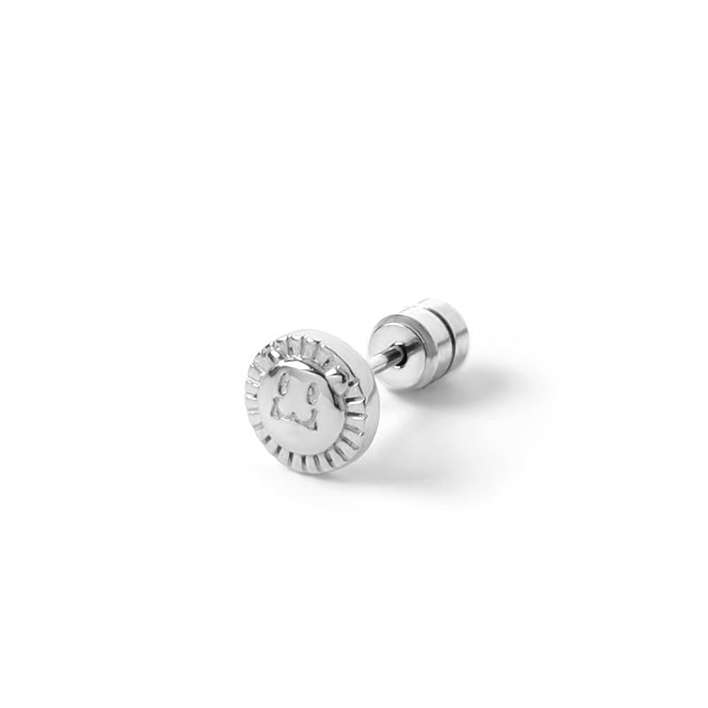 

LION HEART earrings LH-1 “SUNNY” icon stud earrings/surgical stainless steel 316L (metal allergy compatible) (with pouch) Direct management silver