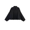Women's Polo Neck Long Sleeve Bomber Jacket Loose Fit Streetwear Outerwear Suede Texture Coat