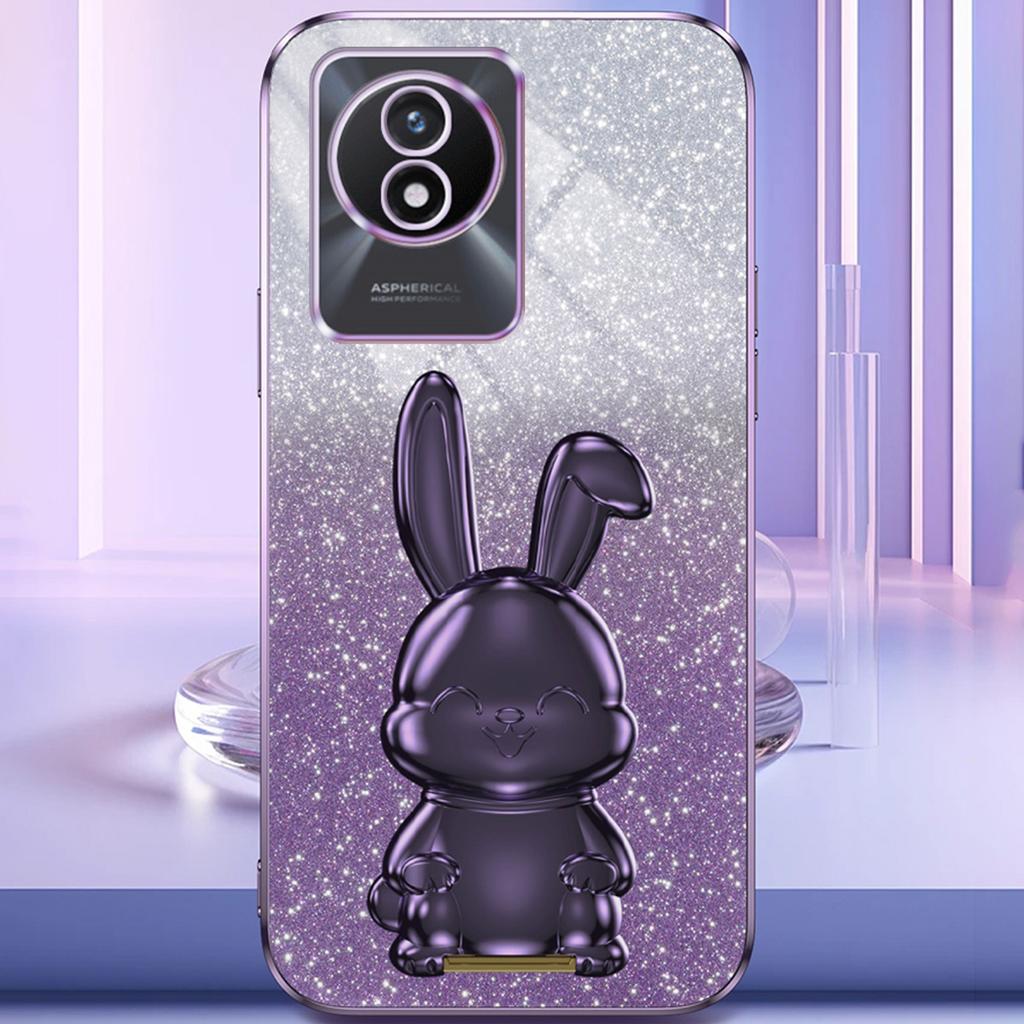 TPU+PC Case for vivo Y11 (2023) Rabbit Design Protective Phone Cover with Kickstand