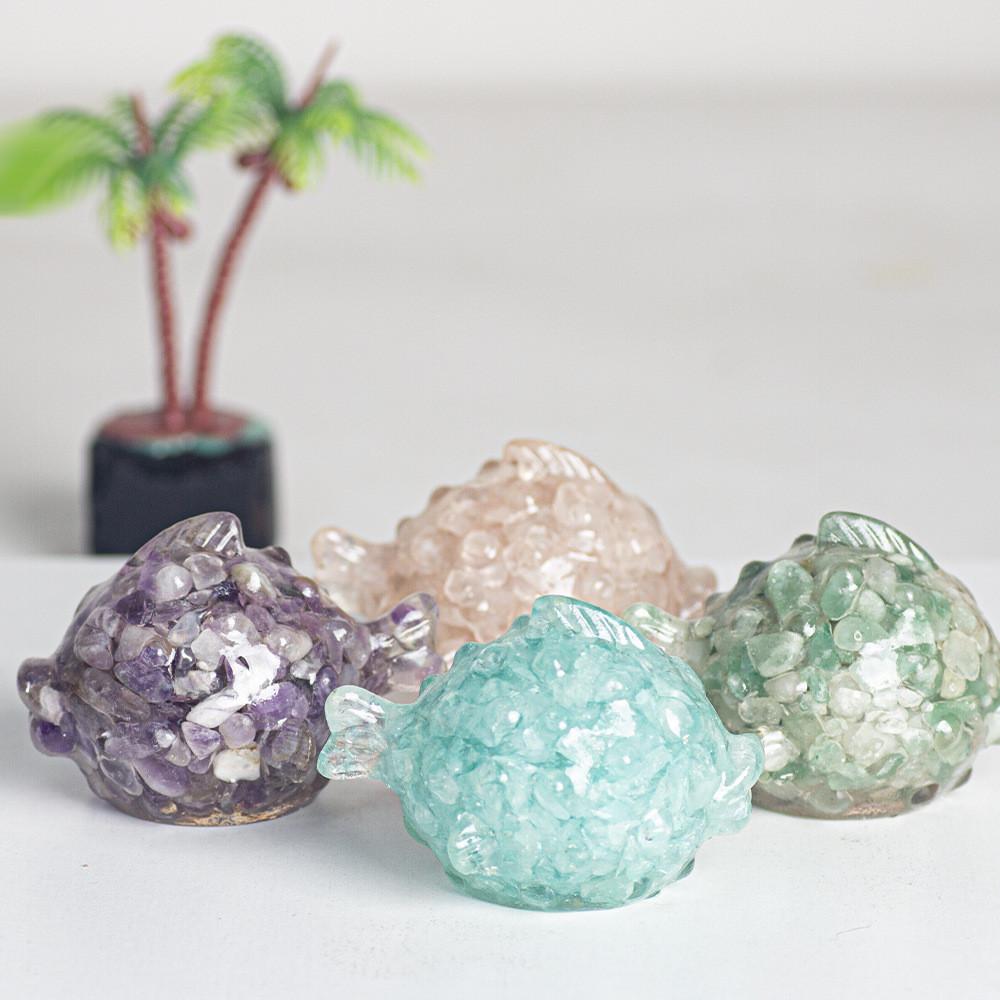 Resin Animal Desk Ornament With Natural Crystal Fill For Office Decor And Gift Giving