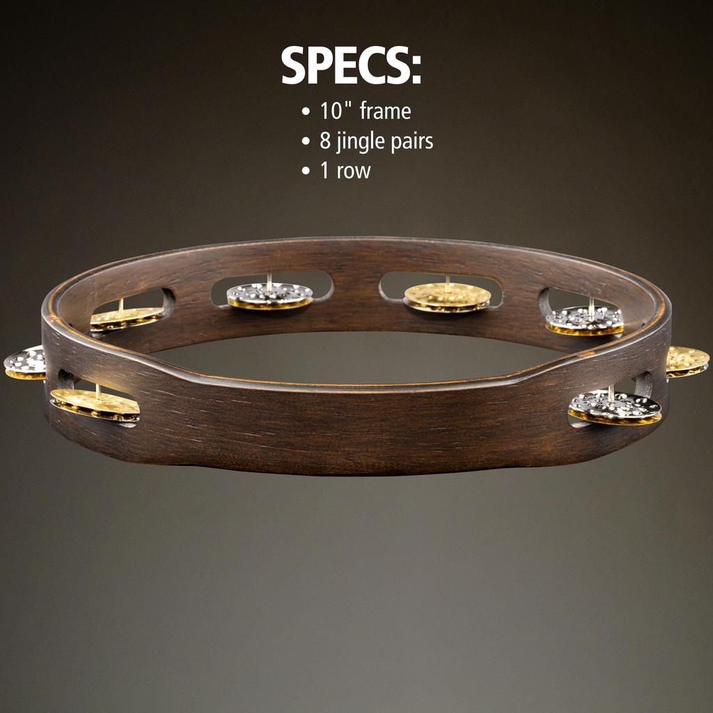 MEINL Percussion Vintage Wood Tambourine Jingles Dual-Alloy TA1VM-WB