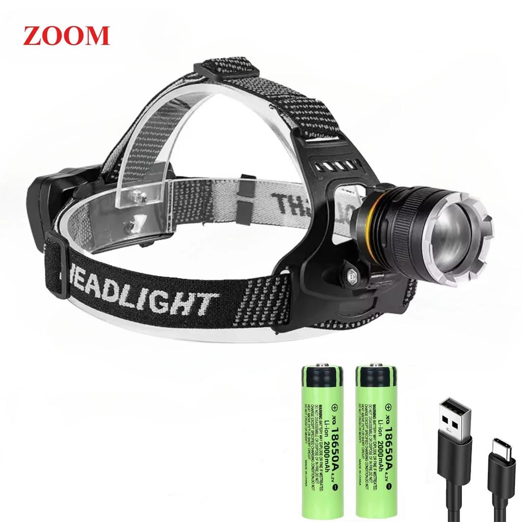 Super Powerful LED Headlamp High Power Long Range 500M Head Flashlight USB Rechargeable Headlight Torch Fishing Hunting Lantern