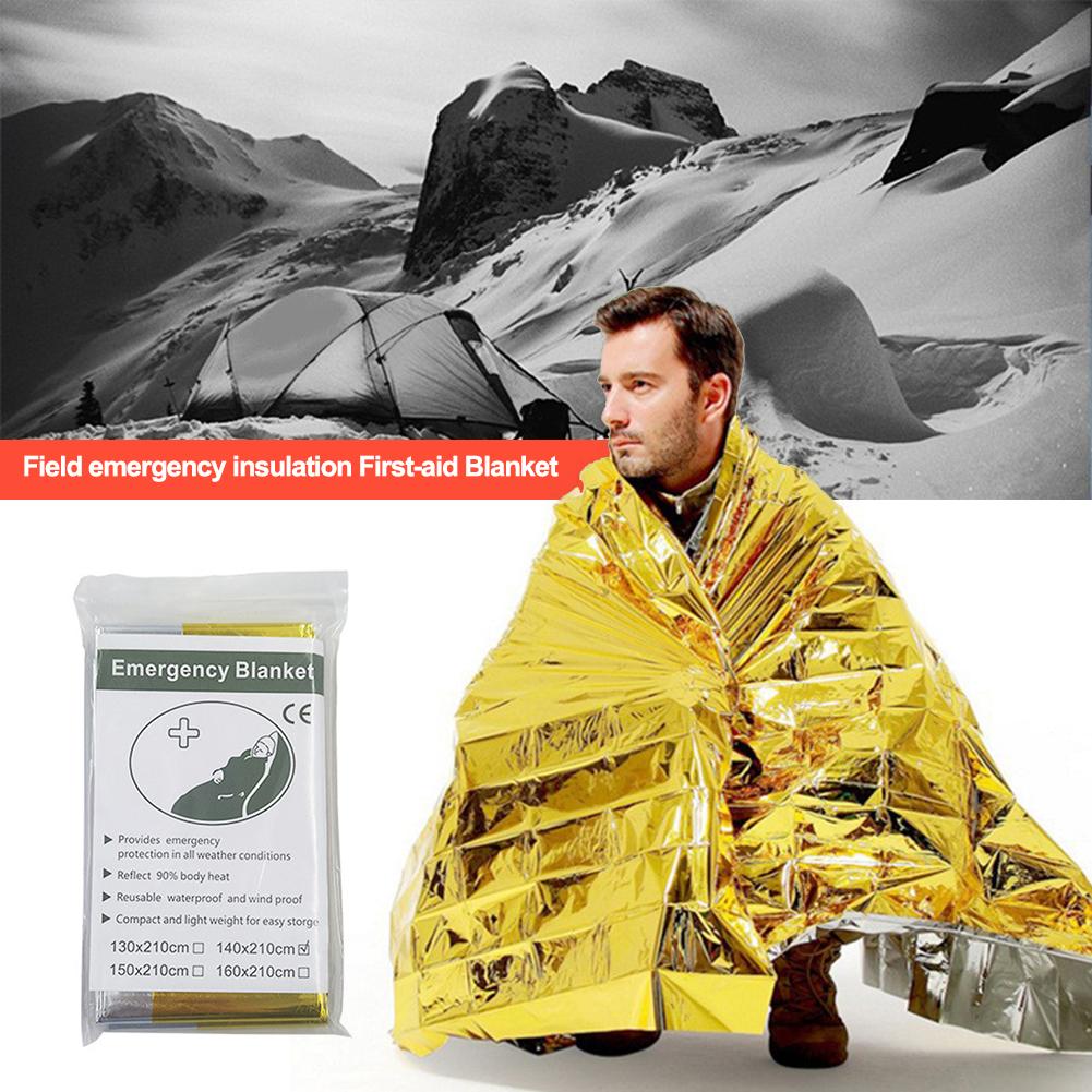 Foil Emergency Blanket Lightweight Waterproof Survival Blanket Insulation Lifesaving For Hiking Outdoor For Travel Hunting