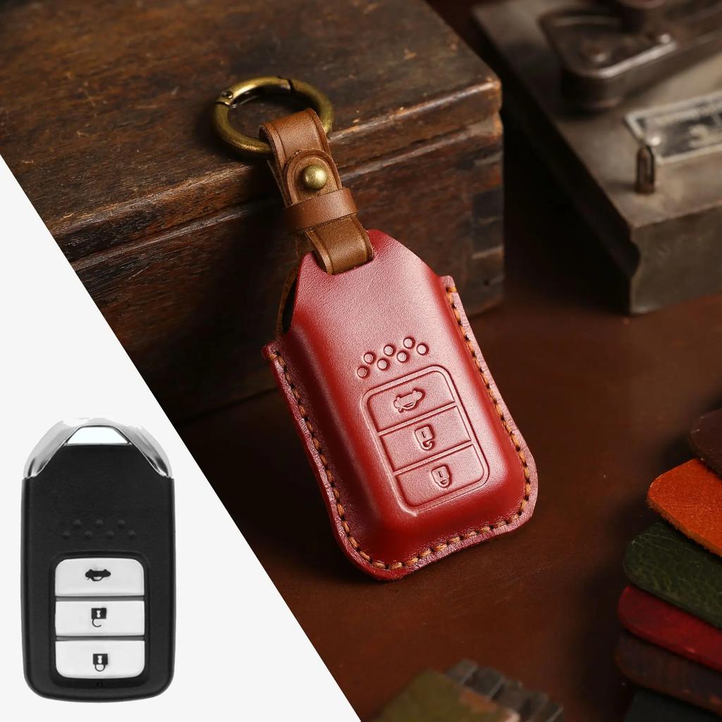 Leather Car Key Case Cover Fob Protector for Honda City Turbo Crider XRV 10th Civic Accord Keychain Holder Keyring Accessories