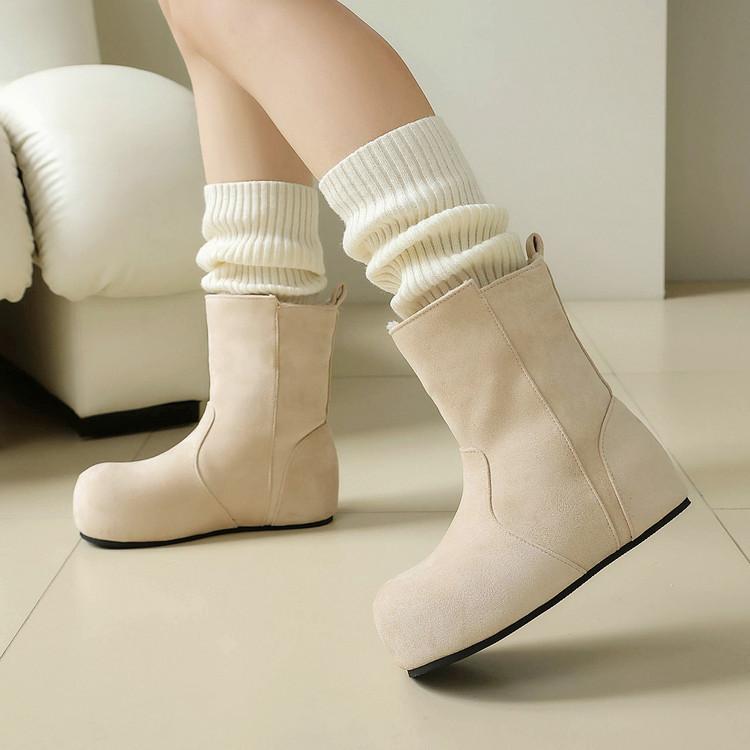 Retro soft leather Birkenstock boots, velvet flat-bottomed short boots, warm Martin boots, autumn and winter new soft-soled wide boots