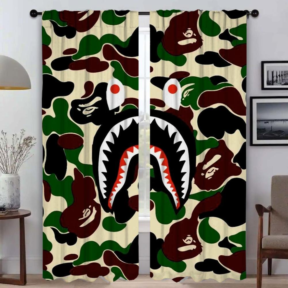 Elegant Room Curtains for Camera B-BAPE Halloween Decoration Window Curtain for Room 2 Panel Partition Home Interior Curtains