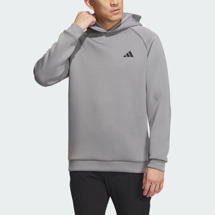 adidas Moletom com Capuz 3D Deboss Spacer Sleeve Cor Sólida Logo Golfe Esportivo Moletons Masculinos Cinza HZ3244