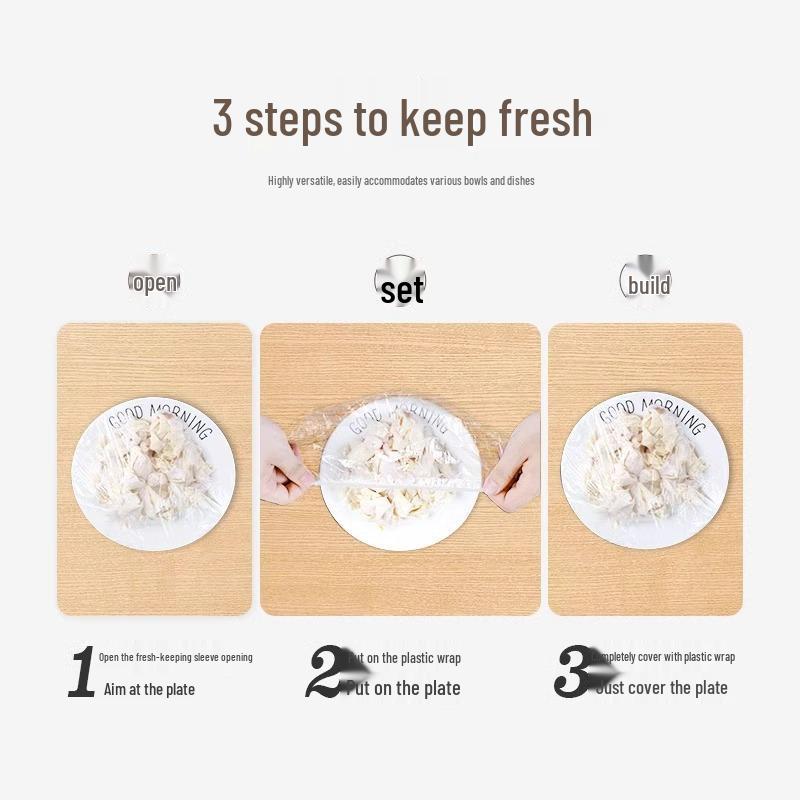 Elastic Food Grade Cling Film Covers for Leftover Bowls and Plates in the Refrigerator