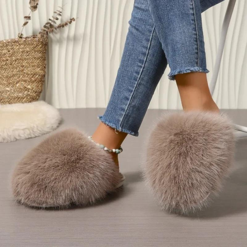 Innovative Indoor Slippers for Women Anti-slip Round Head Keep Warm One Kick Shoes for Women Suede 2025 New Light Home Slipper