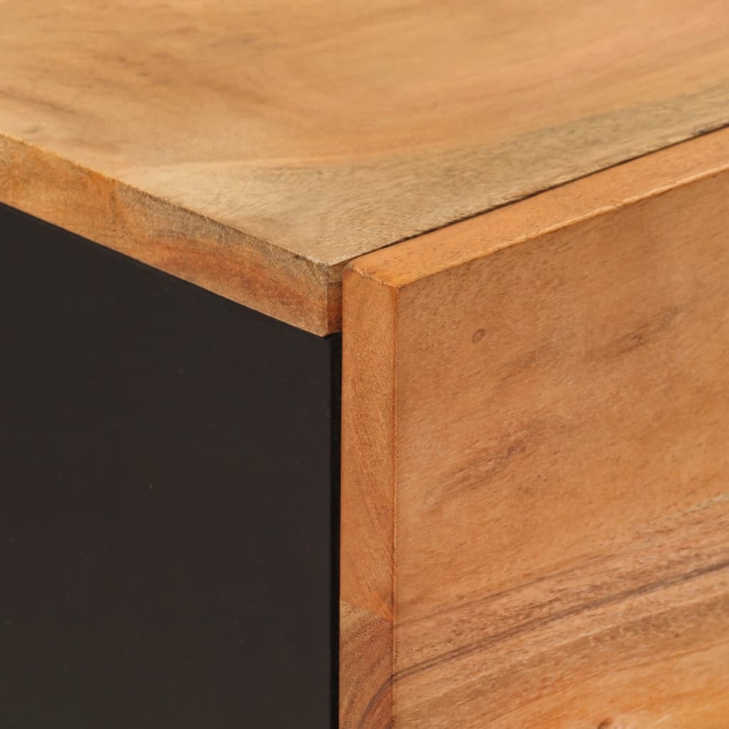 Sideboard with 3 Doors 40x33x110 cm Solid Acacia Wood & Iron
