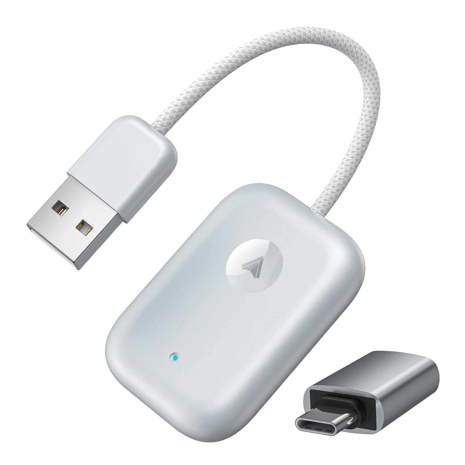 

643 Car Wireless Android Auto Adapter for Android Phones Upgrade Wired to Wireless Silver