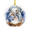 Nativity Night Ornament Round Acrylic Birth of Jesus Christ Hanging Decoration Religious Themed Christmas Keepsake for Winter Xmas Tree Decor