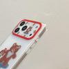 Brown Polka Dot Bear Chain Phone Case for iPhone 17/16 Pro Max/15 Pro - Girly Design