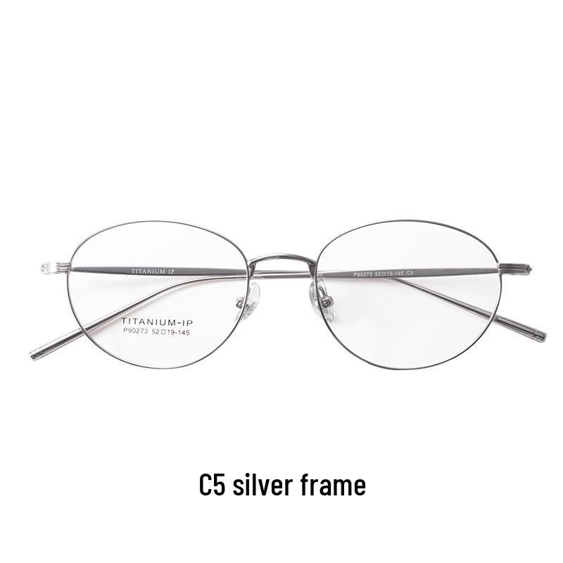 Ultralight Retro Round Titanium Anti-Blue Light Eyeglass Frame for Women, Compatible with Myopia Prescription Lenses.