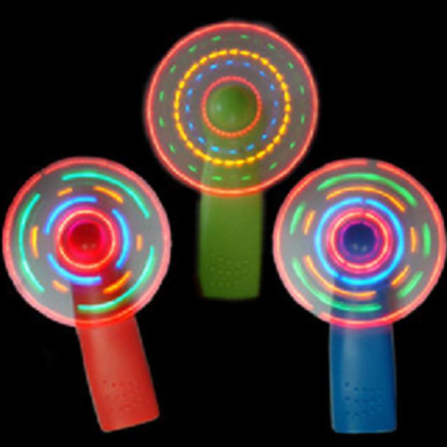 1pc fun Hot Sale Plastic LED Color Fan Portable Mini Air Cool Fan Green Blue Light Up Luminous toys gift as picture show#0