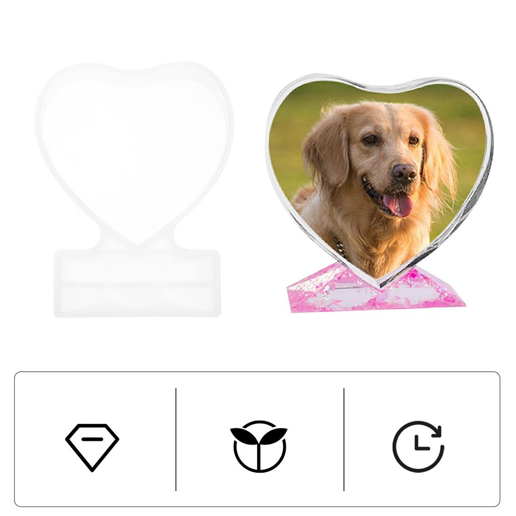 1Pcs Tear Resistant Silicone Photo Frame Mold Heart Shape for Epoxy Resin DIY Crafting Romantic Picture Frame Making