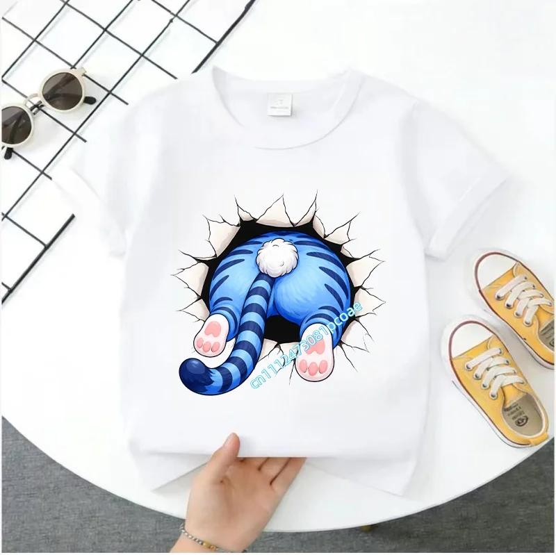 Summer Short-sleeved Cute Style Series K-pop Demon Hunters Children's Polyester T-shirt for Girls, Cute Sports Shirt for Girls